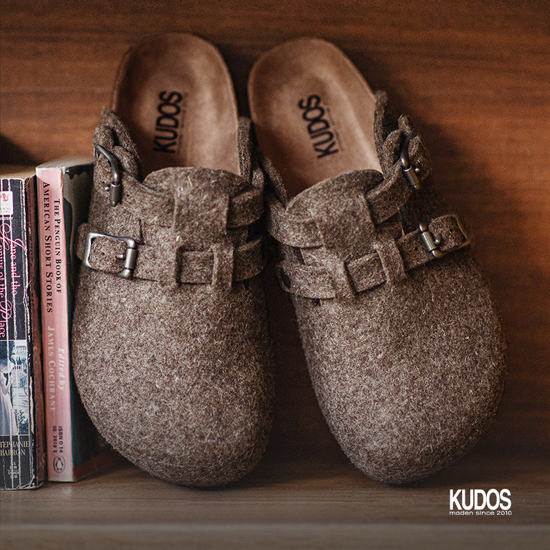 马登工装 羊毛毡穆勒鞋秋冬加厚休闲一脚蹬外穿软木底包头半拖鞋