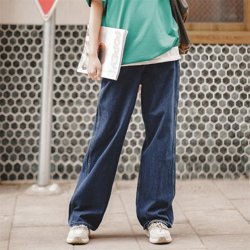 馬登女裝 復古港風Oversize直筒休閒褲男友風氣質寬鬆闊腿牛仔褲