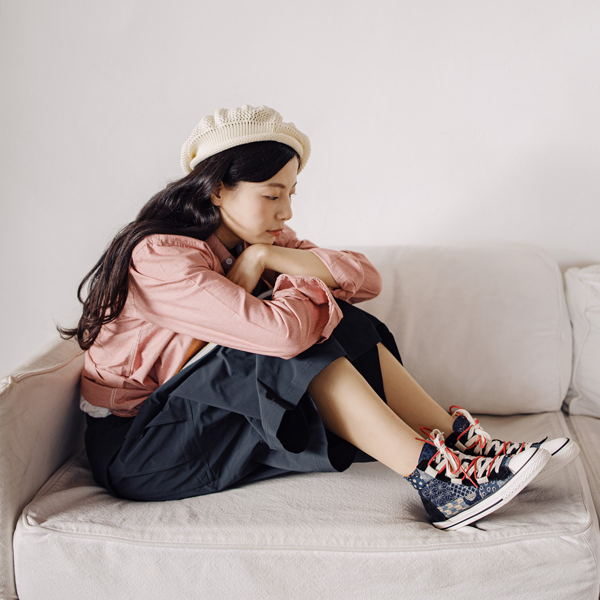 馬登女裝 地心引力Gravity 2023新款高幫帆布鞋腰果花古布板鞋情侶鞋