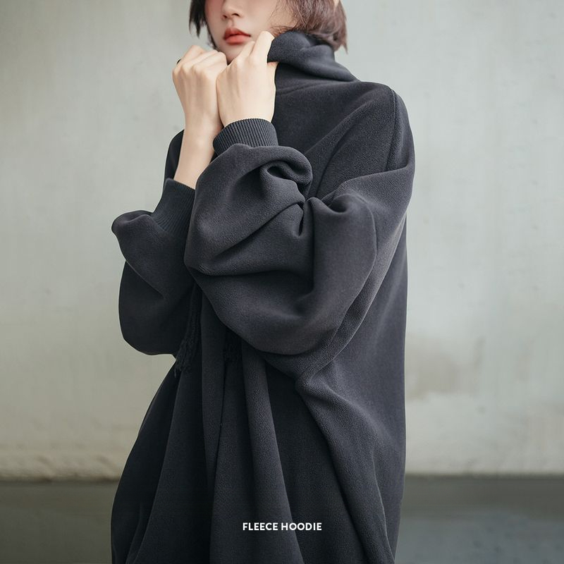 馬登女裝 美式加絨奧利絨衛衣連帽搖粒絨外套寬鬆休閒百搭上衣