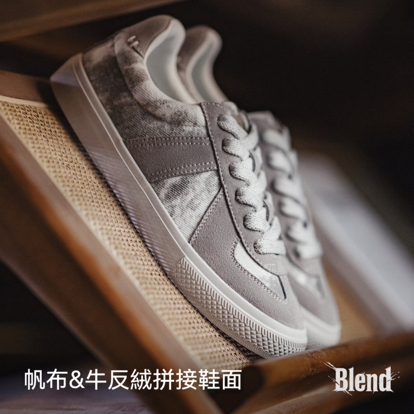 馬登男鞋 灰影德訓鞋男春季復古紮染帆布板鞋平底休閒百搭阿甘鞋子