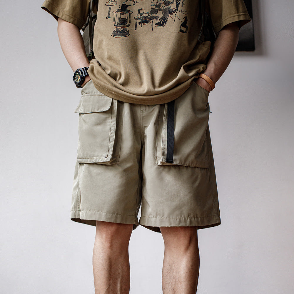 馬登工裝 山系戶外大口袋短褲寬鬆機能抗皺休閑五分褲男春夏