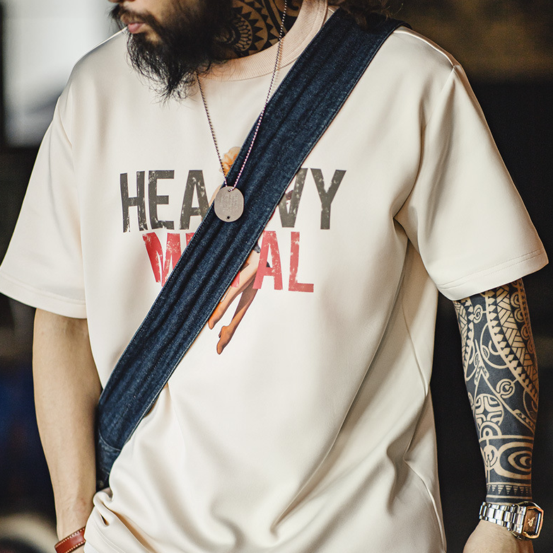 馬登工裝 復古瑪麗蓮夢露3D印花T恤美式空氣層字母短袖上衣