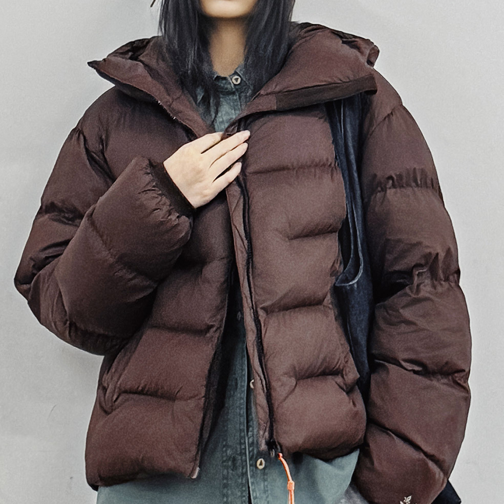 馬登女裝 美式連帽立領寬鬆加厚泡芙麵包絎縫棉衣氣絨棉服外套秋冬