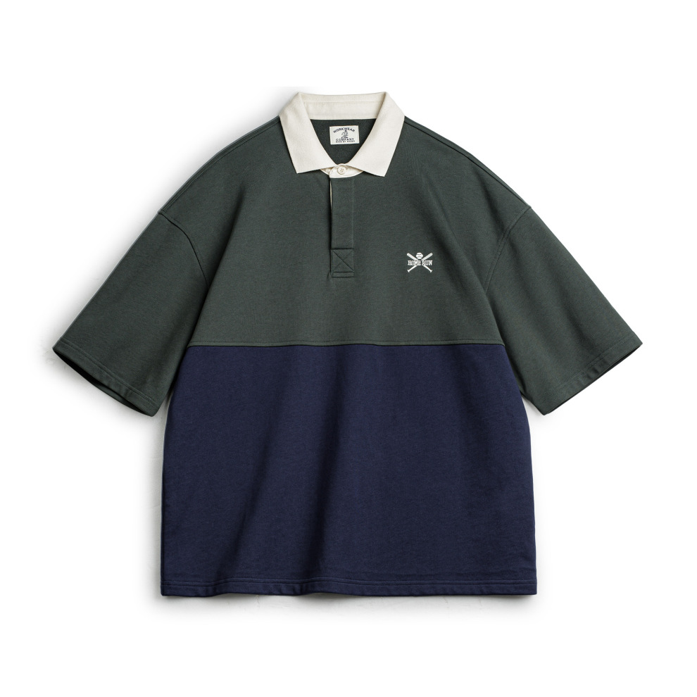 馬登女裝 夏日美式復古拼接撞色Polo衫學院風刺繡寬鬆短袖T恤