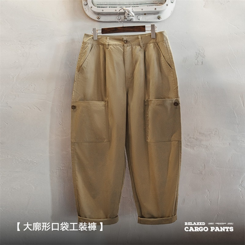 馬登工裝 美式多口袋廓形休閒褲Cityboy寬鬆直筒錐形闊腿褲男