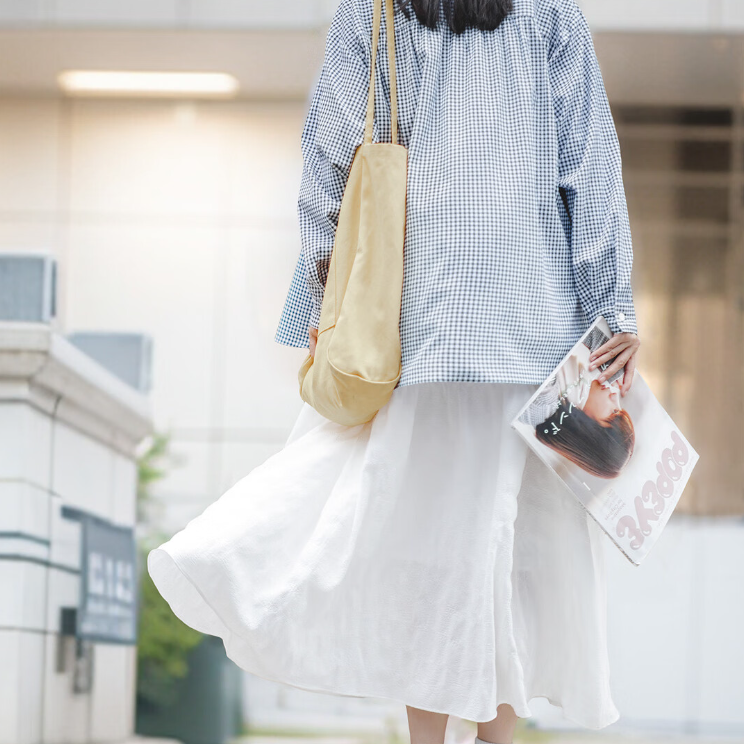 馬登女裝 法式初戀半身裙高腰A字溫柔白色長裙設計感小眾裙