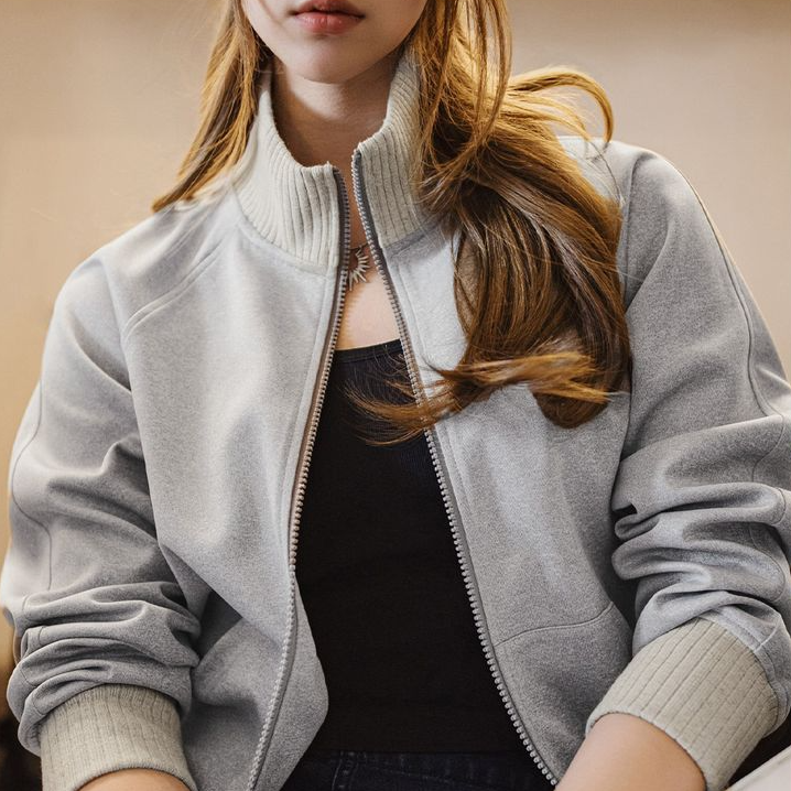 馬登女裝 格雷系空氣層立領衛衣外套復古運動棒球夾克普拉提訓練上衣