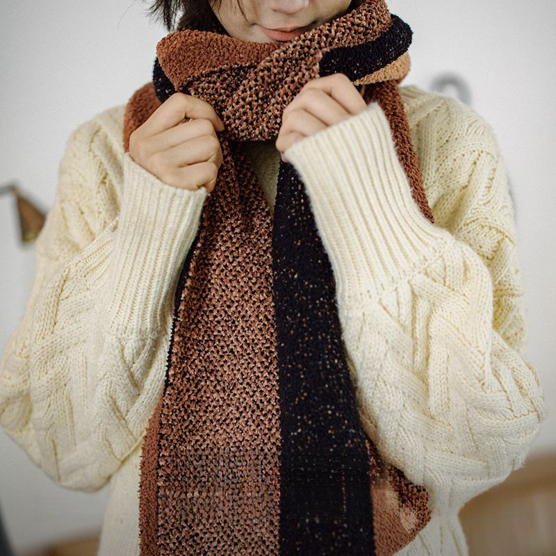 馬登女裝 雅丹風針織毛線圍巾加厚保暖防寒護頸百搭圍脖冬