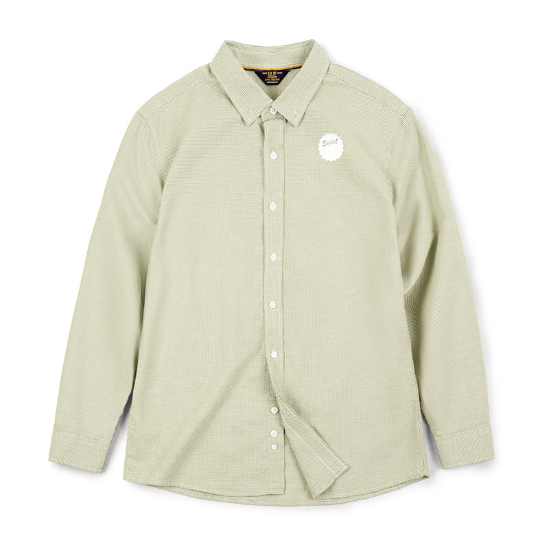 馬登工裝 美式休閒千鳥格襯衫純棉通勤商務格子長袖襯衣男