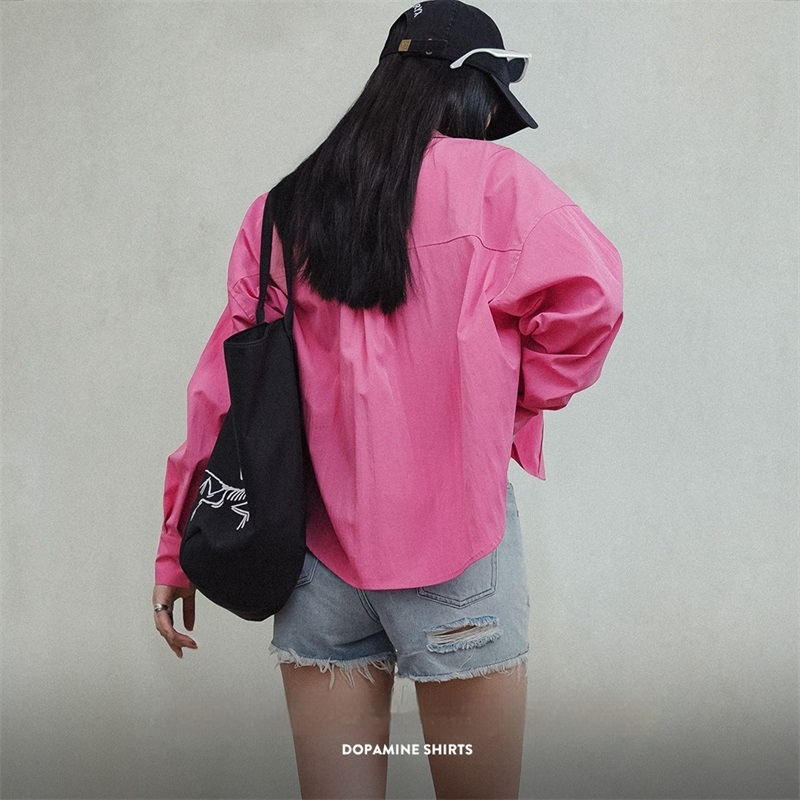 馬登女裝 設計感多巴胺長袖襯衫前短後長小眾襯衣寬鬆慵懶風春秋女