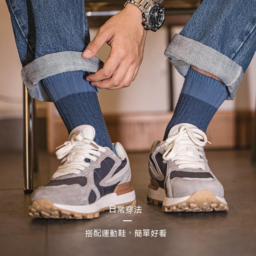 馬登工裝 美式復古粗針撞色針織襪子透氣保暖個性休閒長襪