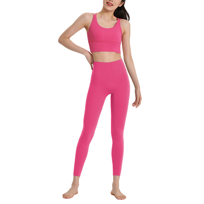 雲感磨毛瑜珈背心運動褲套裝彈性親膚塑型可拆胸墊高級感瑜珈套裝