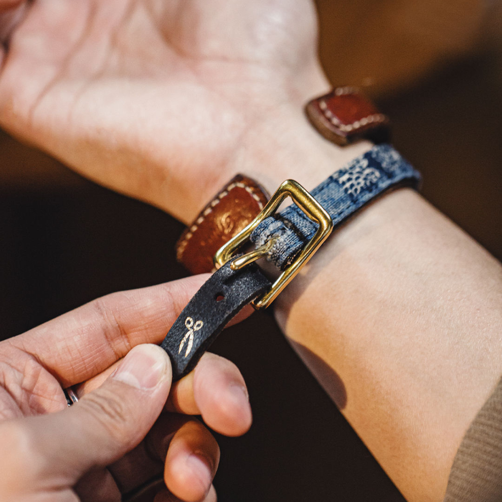 馬登工裝 美式復古Boro古布真皮單針黃銅扣皮帶牛皮手環手鏈徽章禮盒