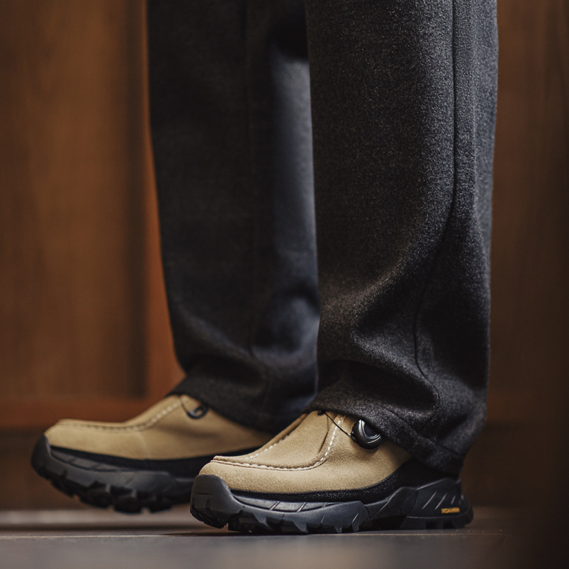 馬登男鞋 沙脊復古厚底袋鼠鞋增高機能風懶人一脚蹬真皮休閒皮鞋