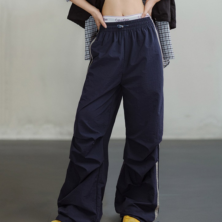 馬登女裝 美式條紋傘兵褲防潑水戶外運動闊腿工裝褲街舞褲春秋