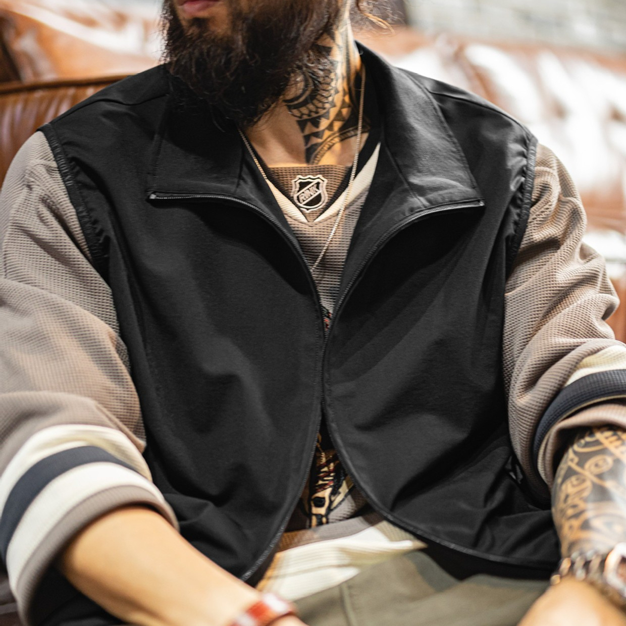 馬登工裝 山系機能立領馬甲黑色戶外通勤疊穿輕薄款背心無袖男士夏