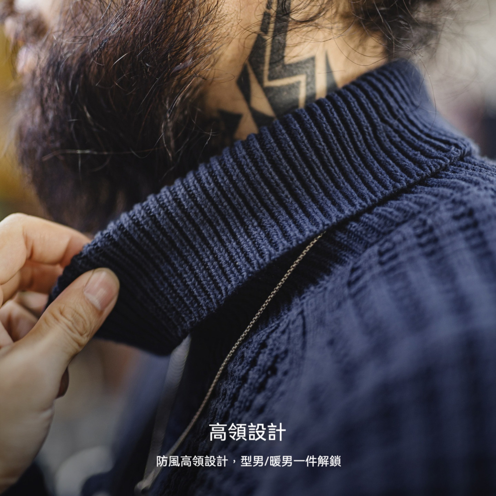 馬登工裝 美式復古條紋插肩袖毛衣高領針織鳳梨紋加厚保暖外穿針織衫男冬