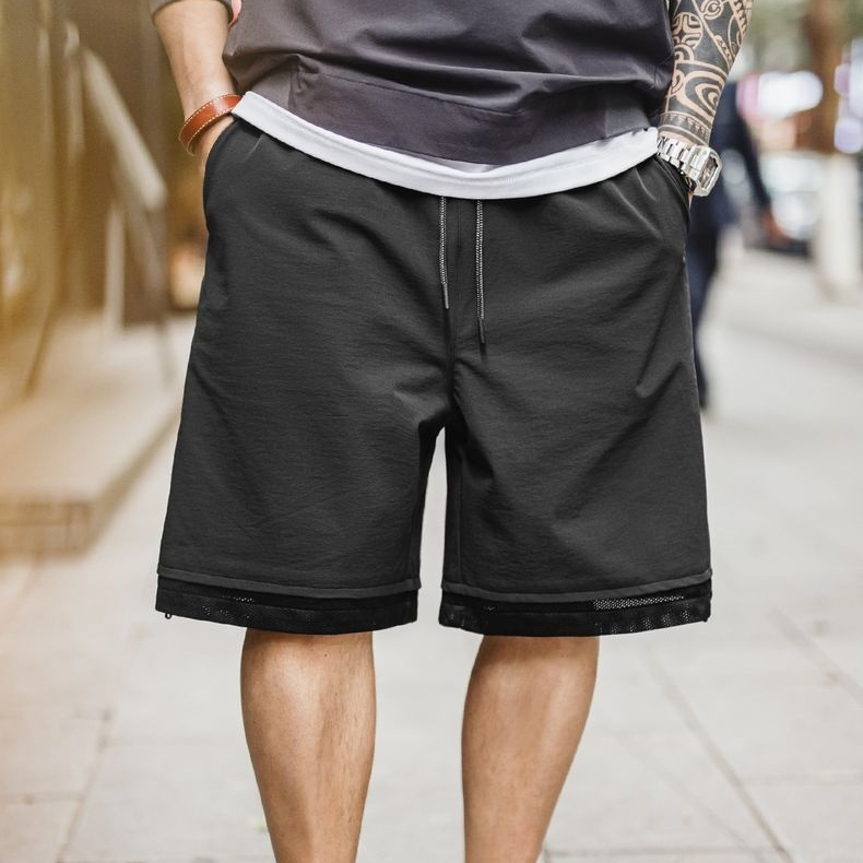 馬登工裝 美式戶外機能側拉鍊短褲日系寬鬆透氣運動五分褲夏季