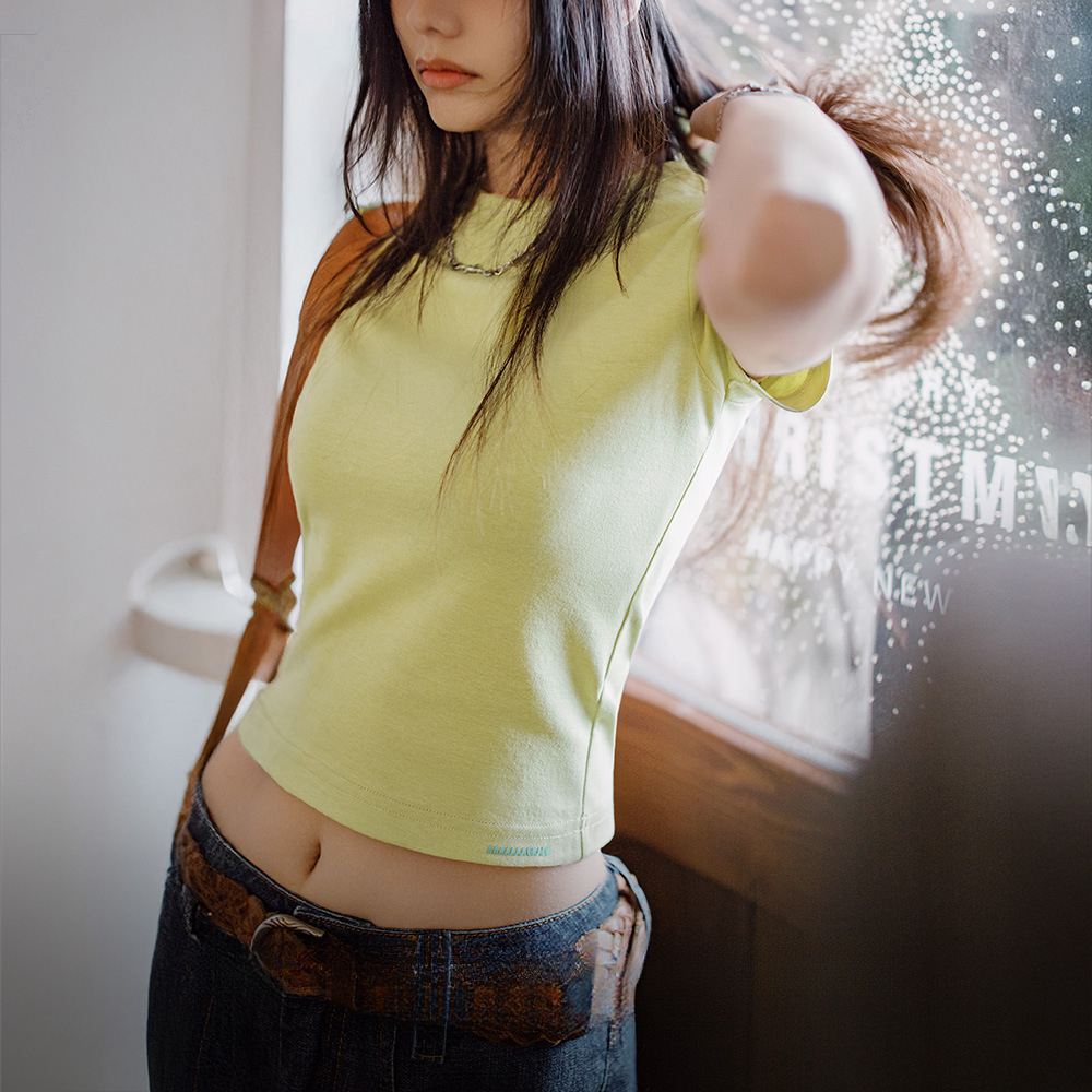 馬登女裝 可露麗風圓領T恤復古基礎內搭打底正肩短款半袖夏季