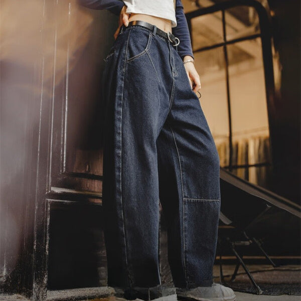 馬登女裝 美式復古丹寧牛仔褲休閒高腰Banana Jeans顯瘦闊腿褲