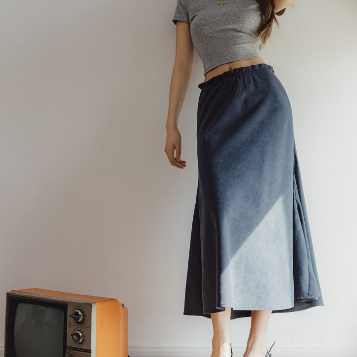 馬登女裝 桃皮絨高腰包臀魚尾裙復古顯瘦A字裙百搭半身長裙