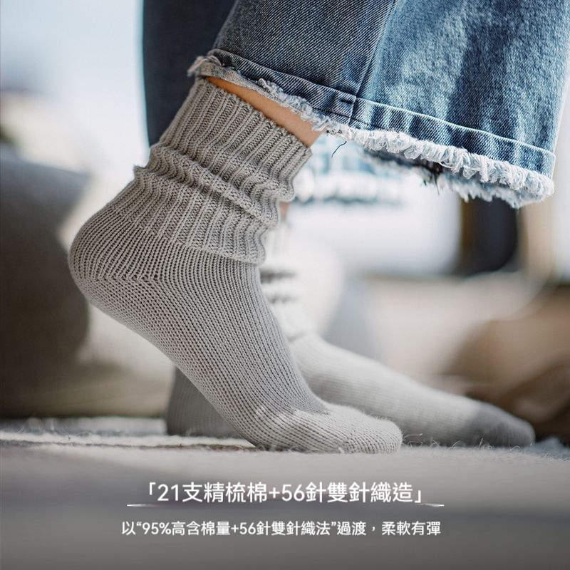 馬登女裝 粗線刺繡針織襪復古堆堆襪子中筒毛線襪秋冬長襪