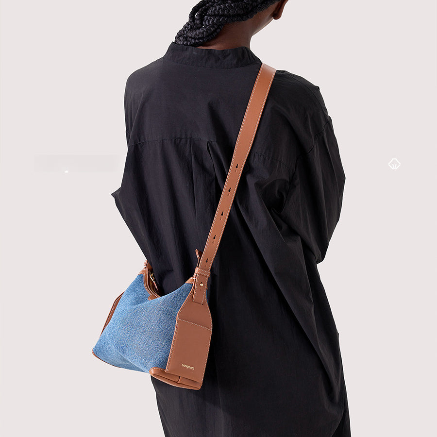 掛耳系列小號牛仔行囊hobo包通勤單肩丹寧斜挎包