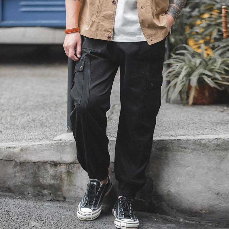 馬登工裝 美式黑色束腳褲潮流機能工裝休閒長褲