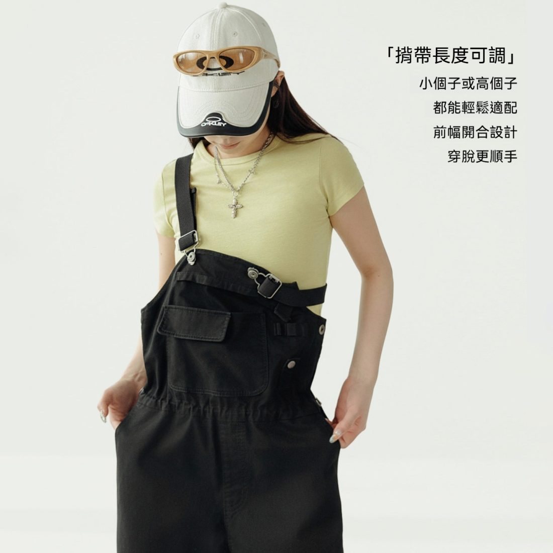 馬登女裝 美式黑色闊腿直筒工裝連體背帶褲顯瘦收腰純棉吊帶褲子女士春秋