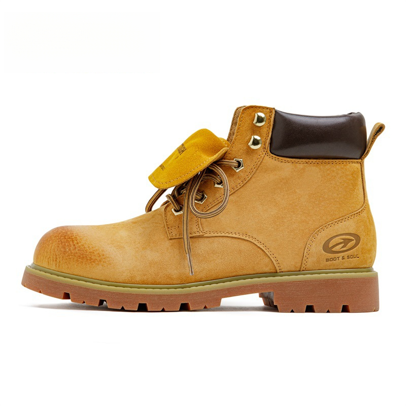 馬登男鞋 美式工裝大黃靴秋冬翻蓋中幫真皮復古馬丁靴子