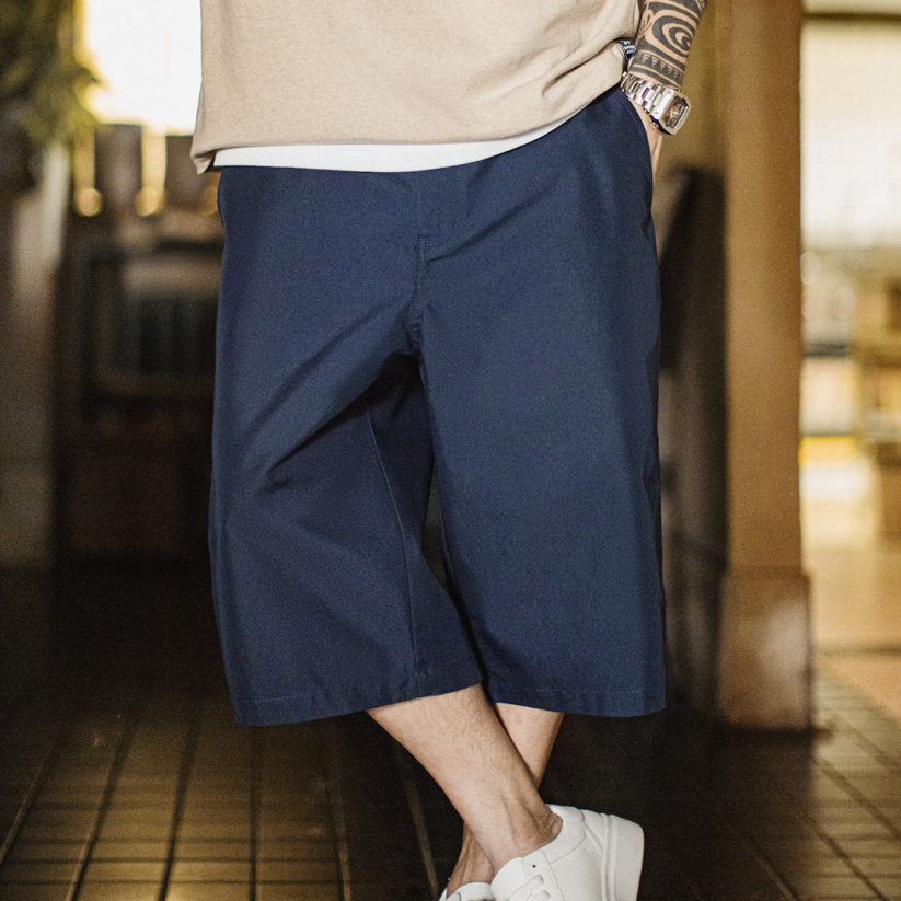 馬登工裝 美式718西裝短褲日系通勤休閒外穿寬鬆直筒六分褲男夏