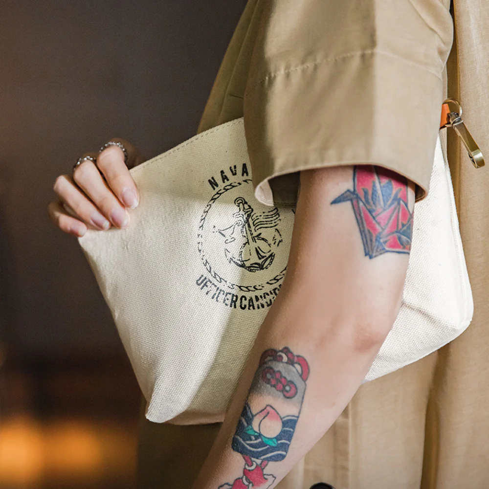 馬登女裝 美式復古子母包做舊印花工具包單肩包阿美咔嘰簡約斜挎帆布包