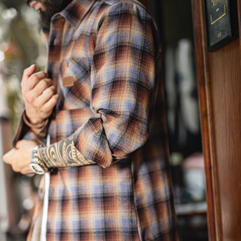 馬登工裝 美式復古格子加絨襯衫外套搖粒絨保暖疊穿格紋襯衣男秋冬