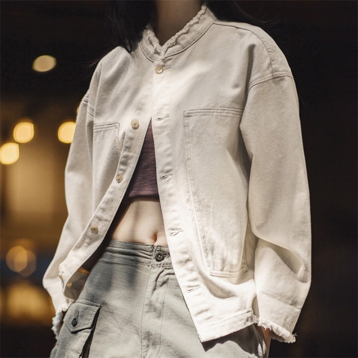 馬登女裝 美式棉籽殼牛仔外套休閒寬鬆設計感小眾純棉丹寧夾克