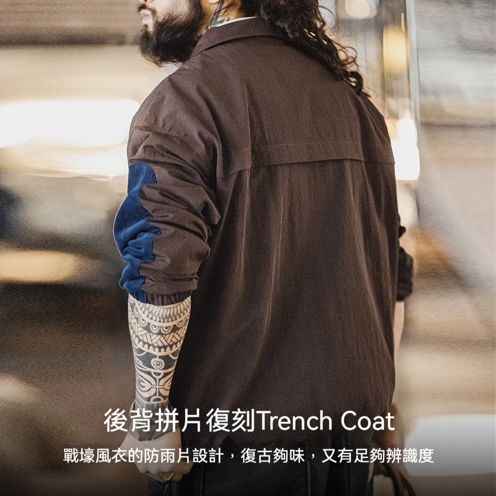 馬登工裝 美式復古拼接半拉鍊夾克翻領撞色戶外燈芯絨褶皺衛衣男春