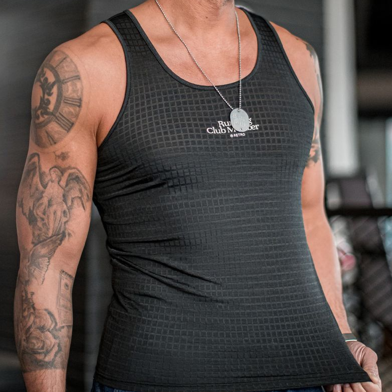 馬登工裝 美式復古黑色風洞背心跑步運動透氣速幹凉感寬鬆汗衫男夏