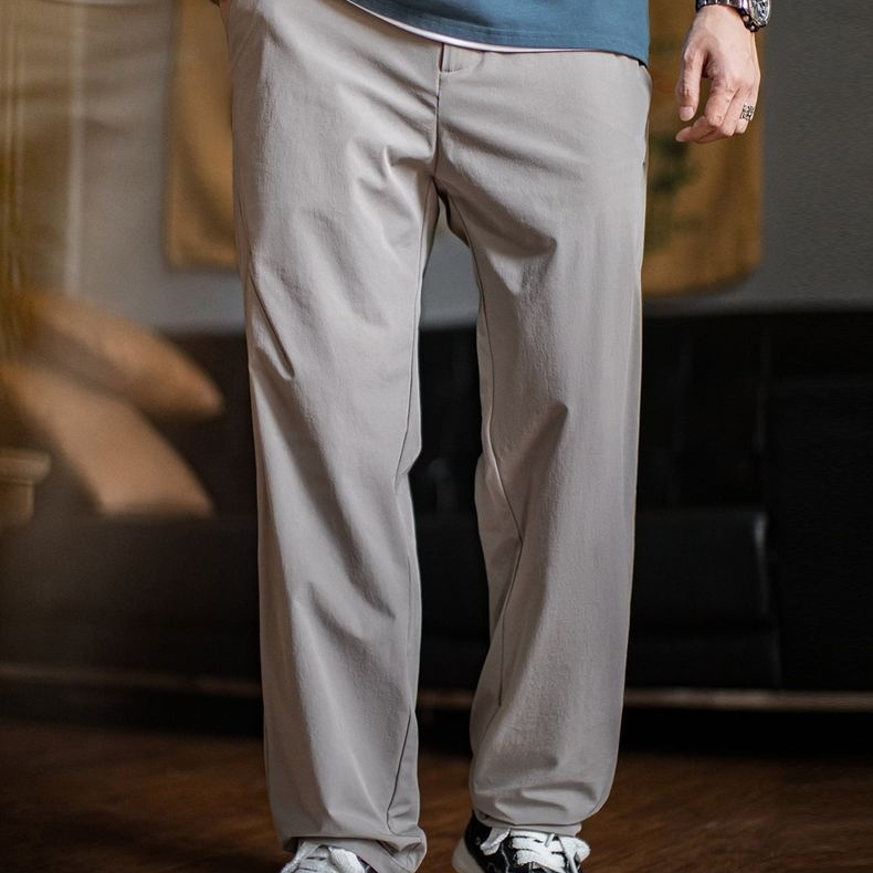 馬登工裝 休閒西褲垂感Cleanfit老錢風黑色褶皺西褲長褲子薄款男春夏