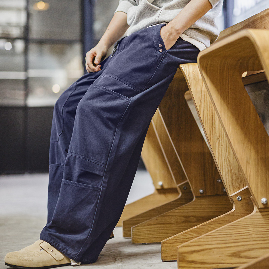 馬登工裝 美式復古水洗多口袋工裝伐木褲純棉闊腿束脚休閒褲子男春秋