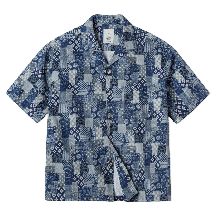 馬登工裝 美式復古Boro古布短袖襯衫vintage印花牛仔襯衣外套男夏