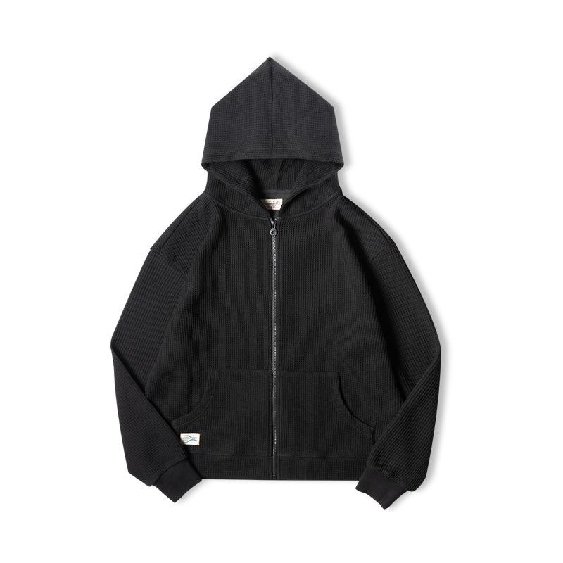 馬登工裝 華夫格連帽衛衣慵懶針織開衫運動外套男秋冬