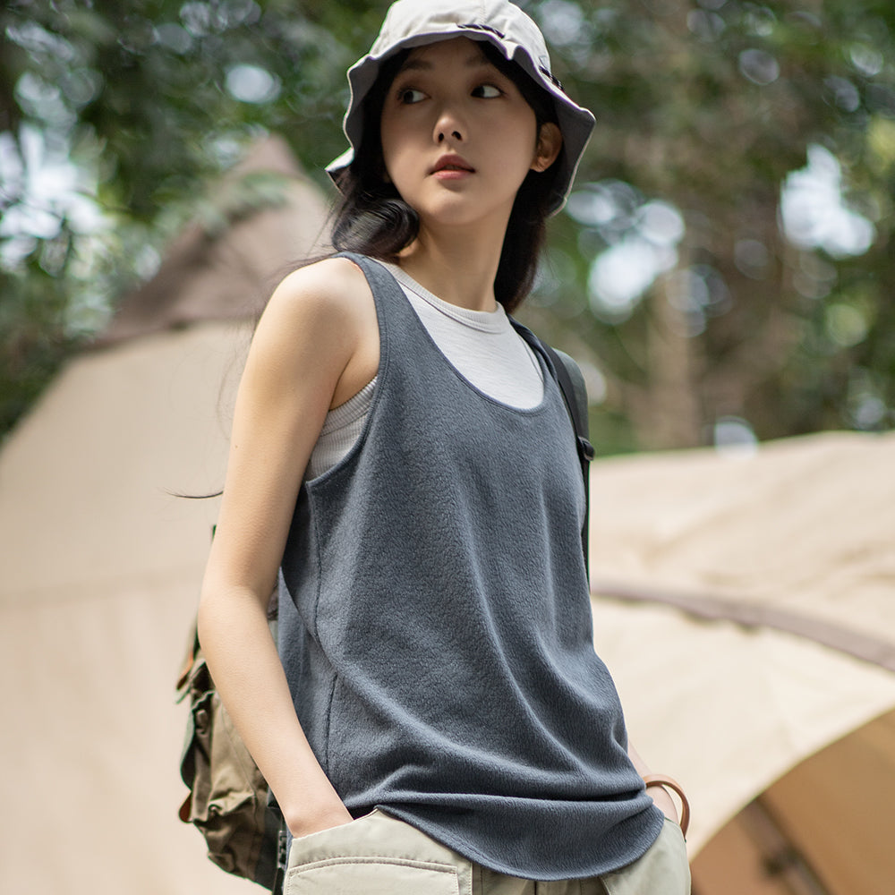 馬登女裝 美式針織無袖T恤寬鬆工字背心遮副乳外穿吊帶