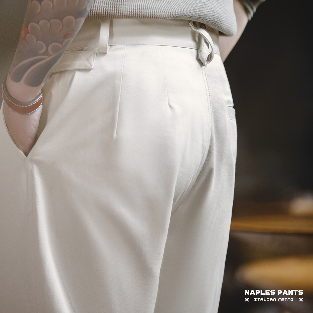 馬登工裝 美式復古那不勒斯長褲設計感紳士巴黎扣直筒休閒褲子男