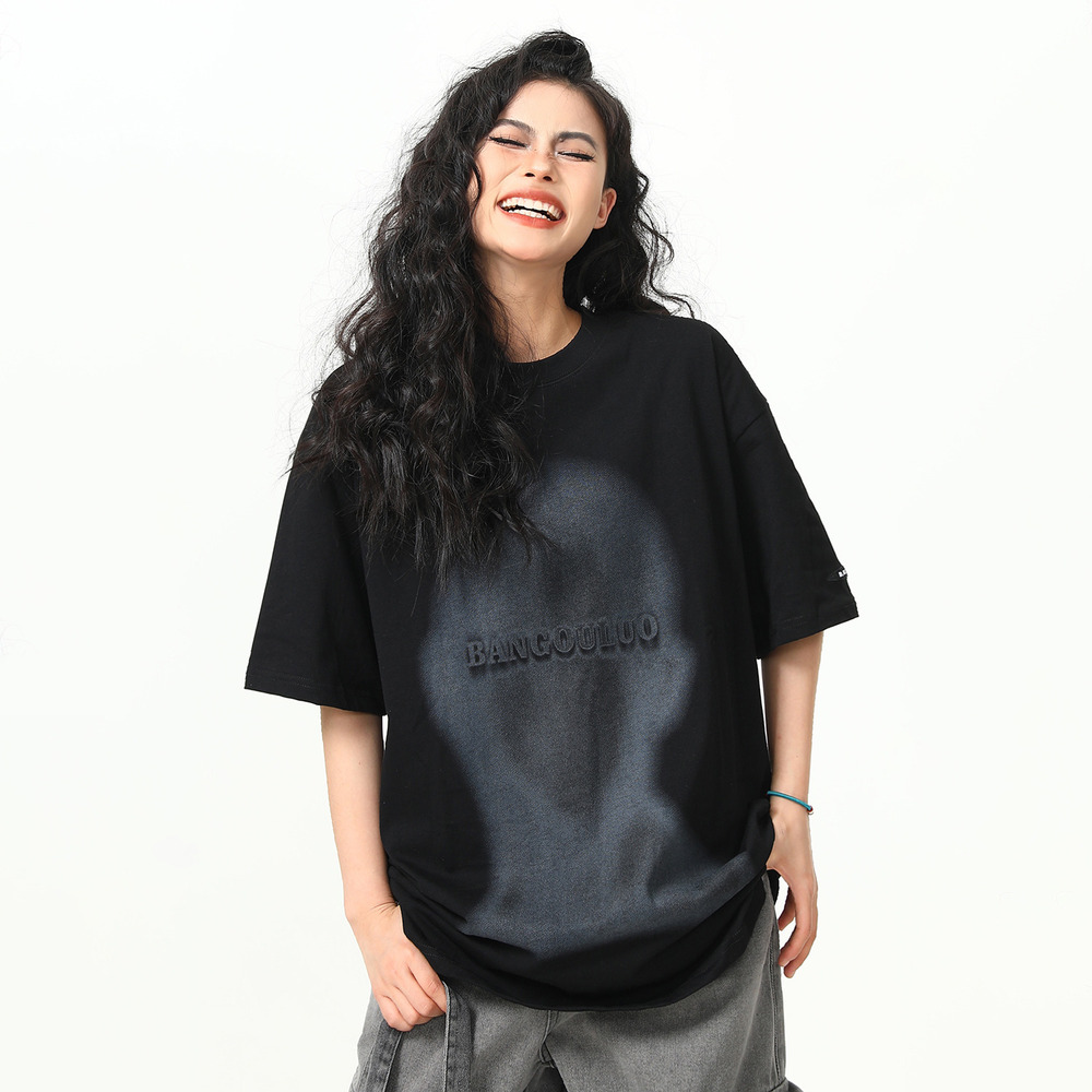 美式復古街頭印花短袖T恤女夏季寬鬆百搭上衣潮