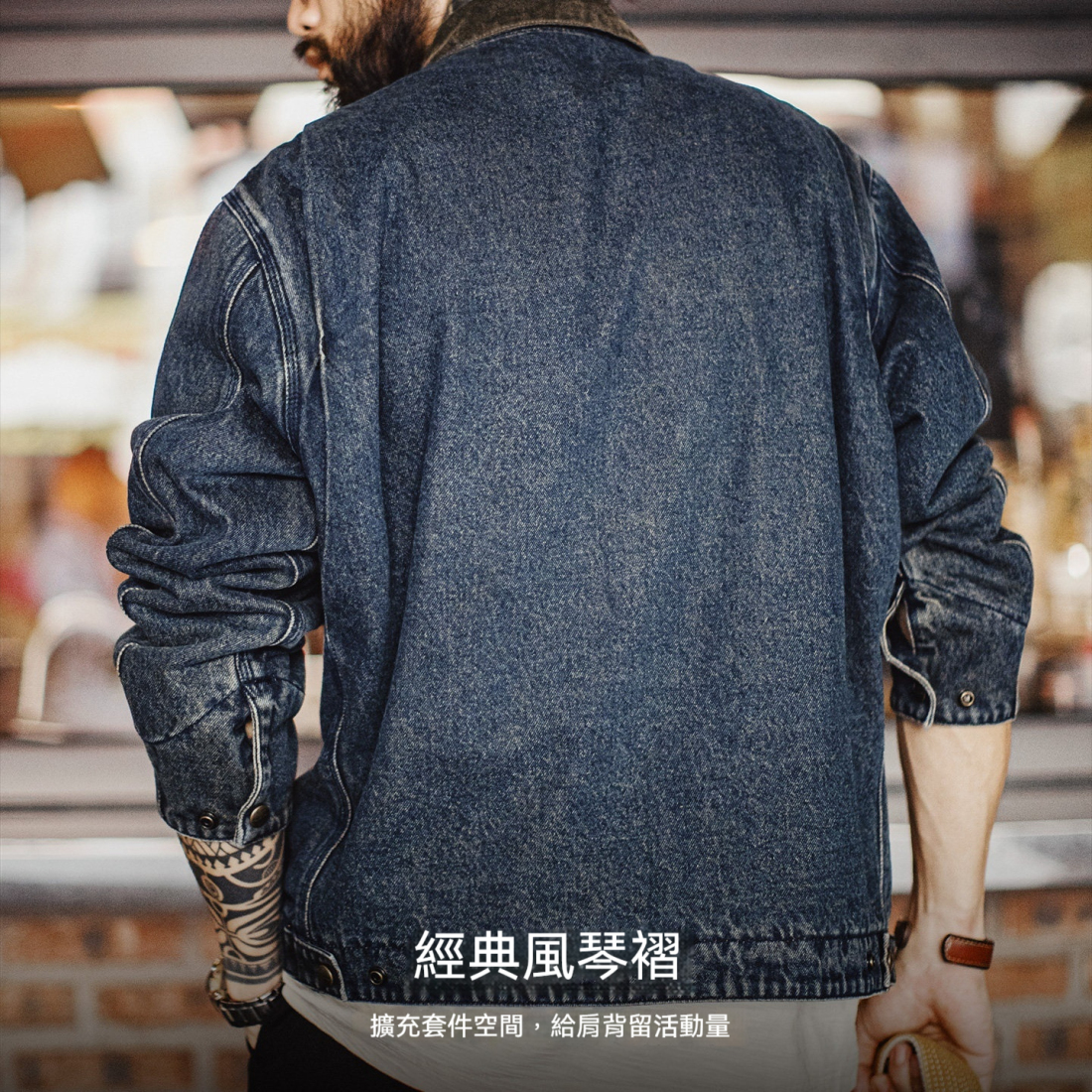 馬登工裝 美式復古牛仔底特律夾克水洗做舊休閒翻領外套男春秋