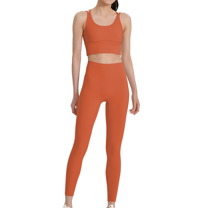 雲感磨毛瑜珈背心運動褲套裝彈性親膚塑型可拆胸墊高級感瑜珈套裝