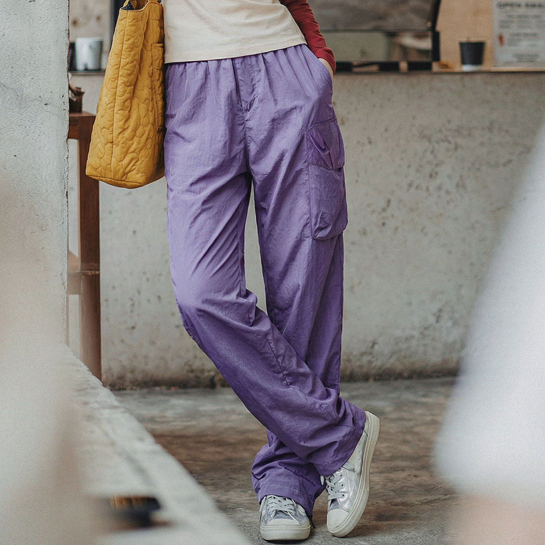 馬登女裝 寬腰頭輕薄款戶外速幹運動直筒抽繩束脚休閒工裝褲子女士春夏