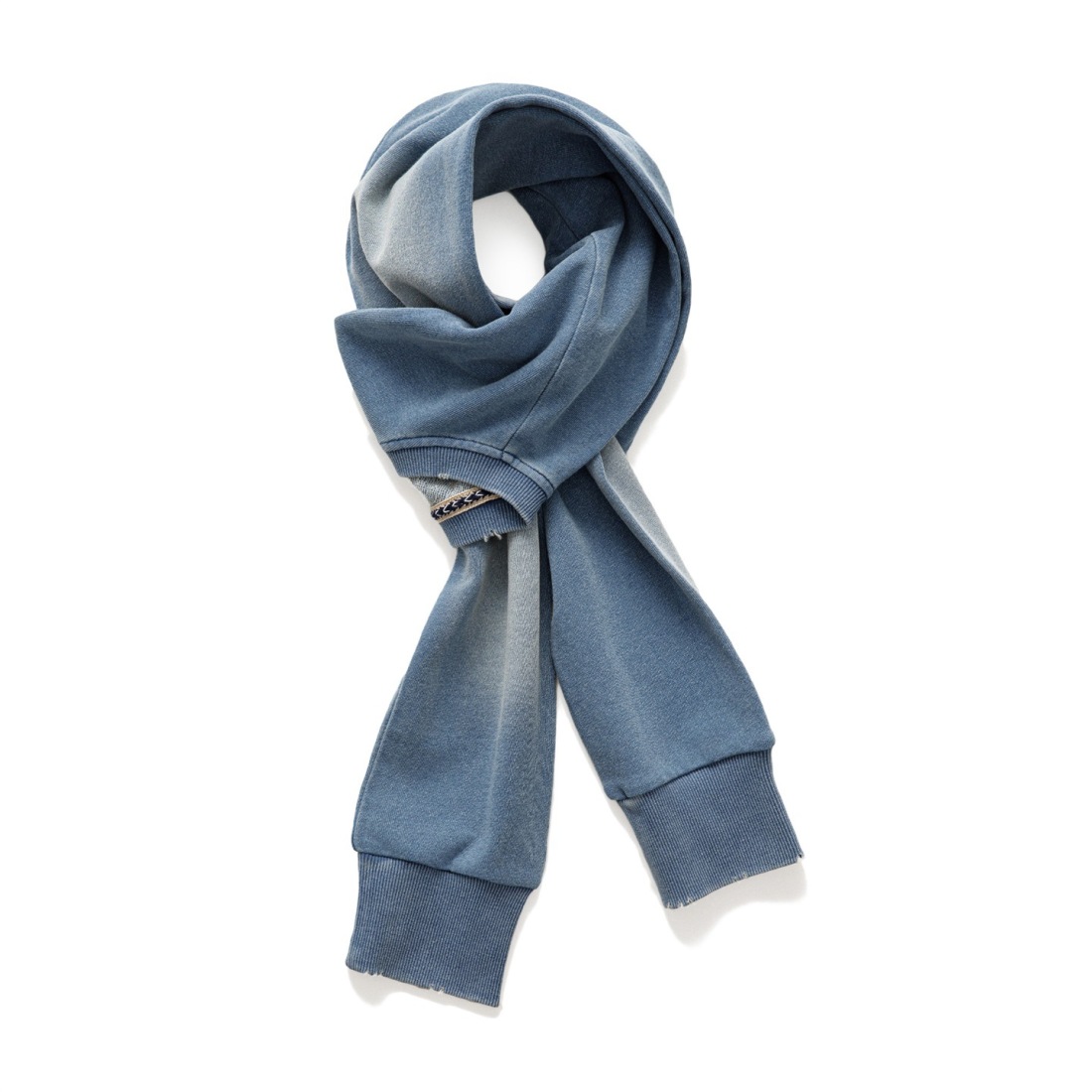 馬登女裝 復古藍色針織長款披肩圍巾兩用保暖護頸圍脖外搭護肩秋冬