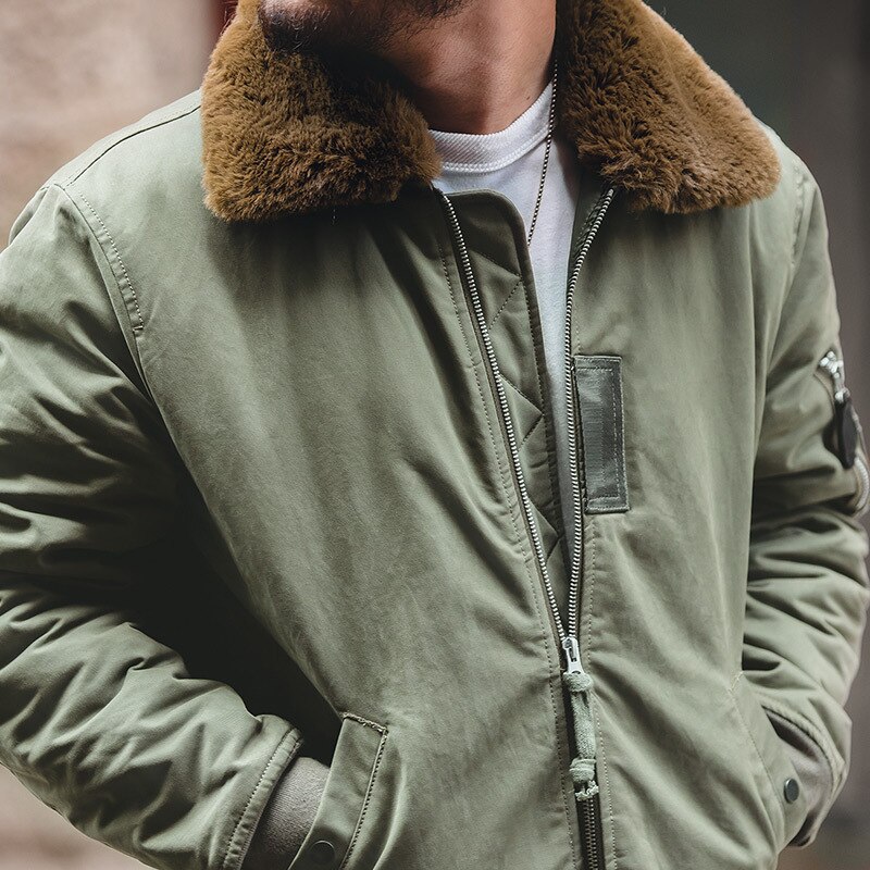 馬登工裝 美式復古B15轟炸機風夾克保暖毛領外套棉服