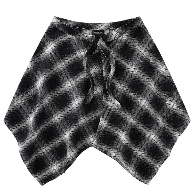 高街腰部一片式系帶朋克嘻哈風下擺屁帘襯衫格子腰封搭配舞蹈裙擺